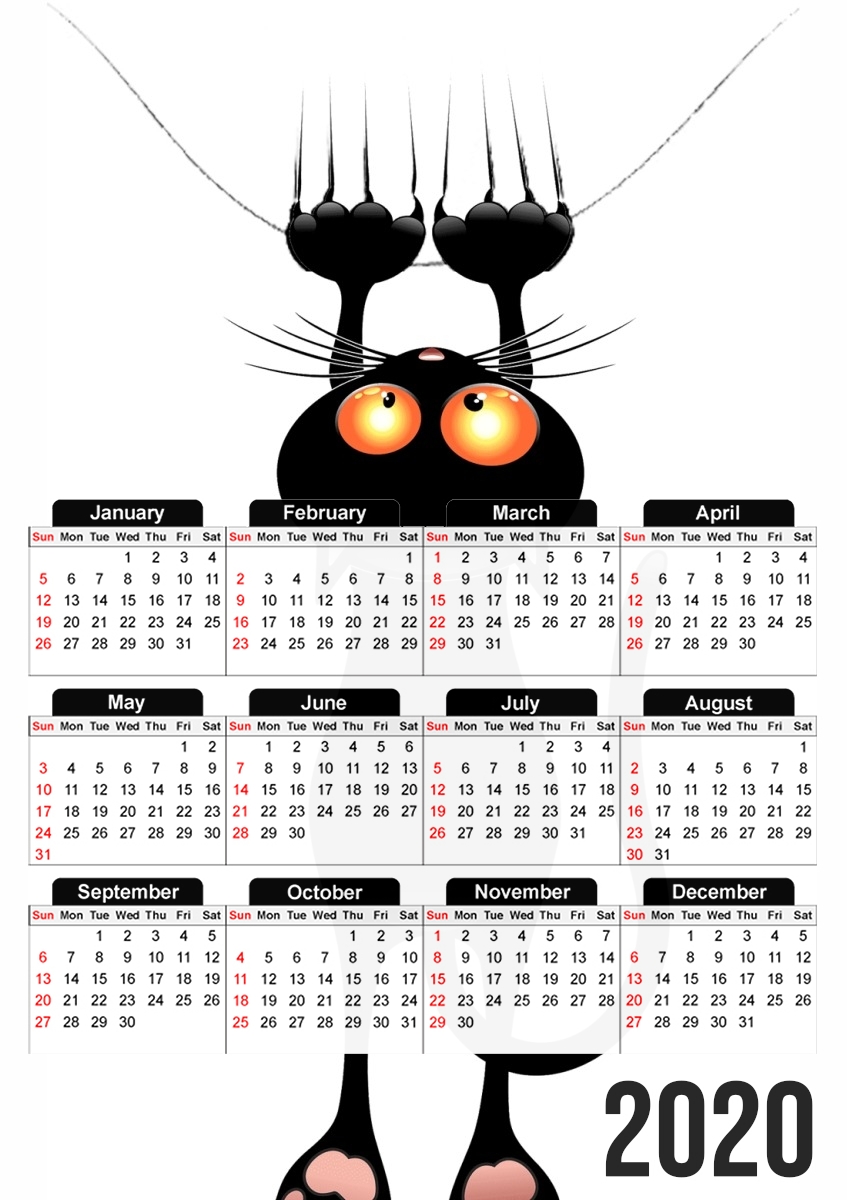  Black Cat Cartoon Hang for A3 Photo Calendar 30x43cm