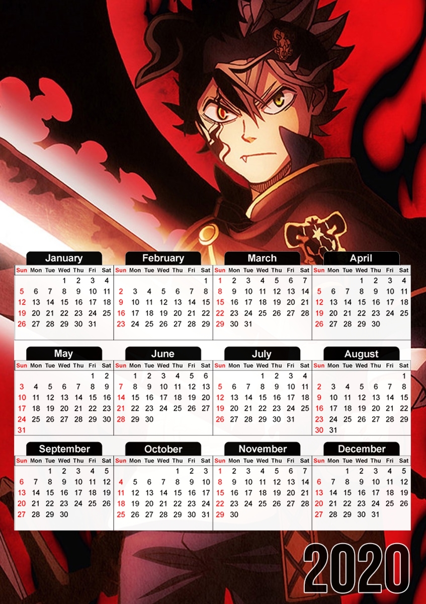  Black Clover Asta The Demon for A3 Photo Calendar 30x43cm