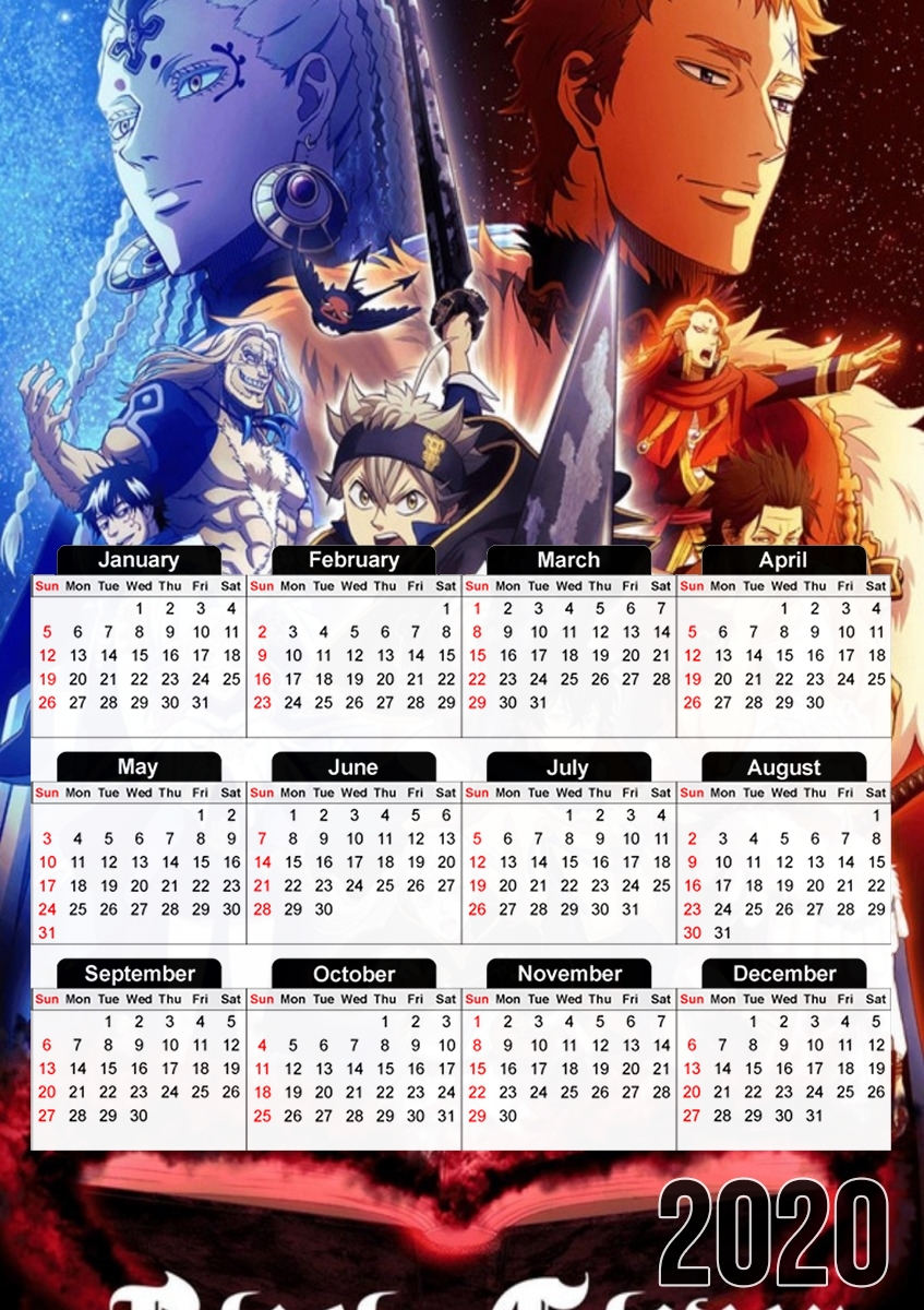  Black Clover for A3 Photo Calendar 30x43cm