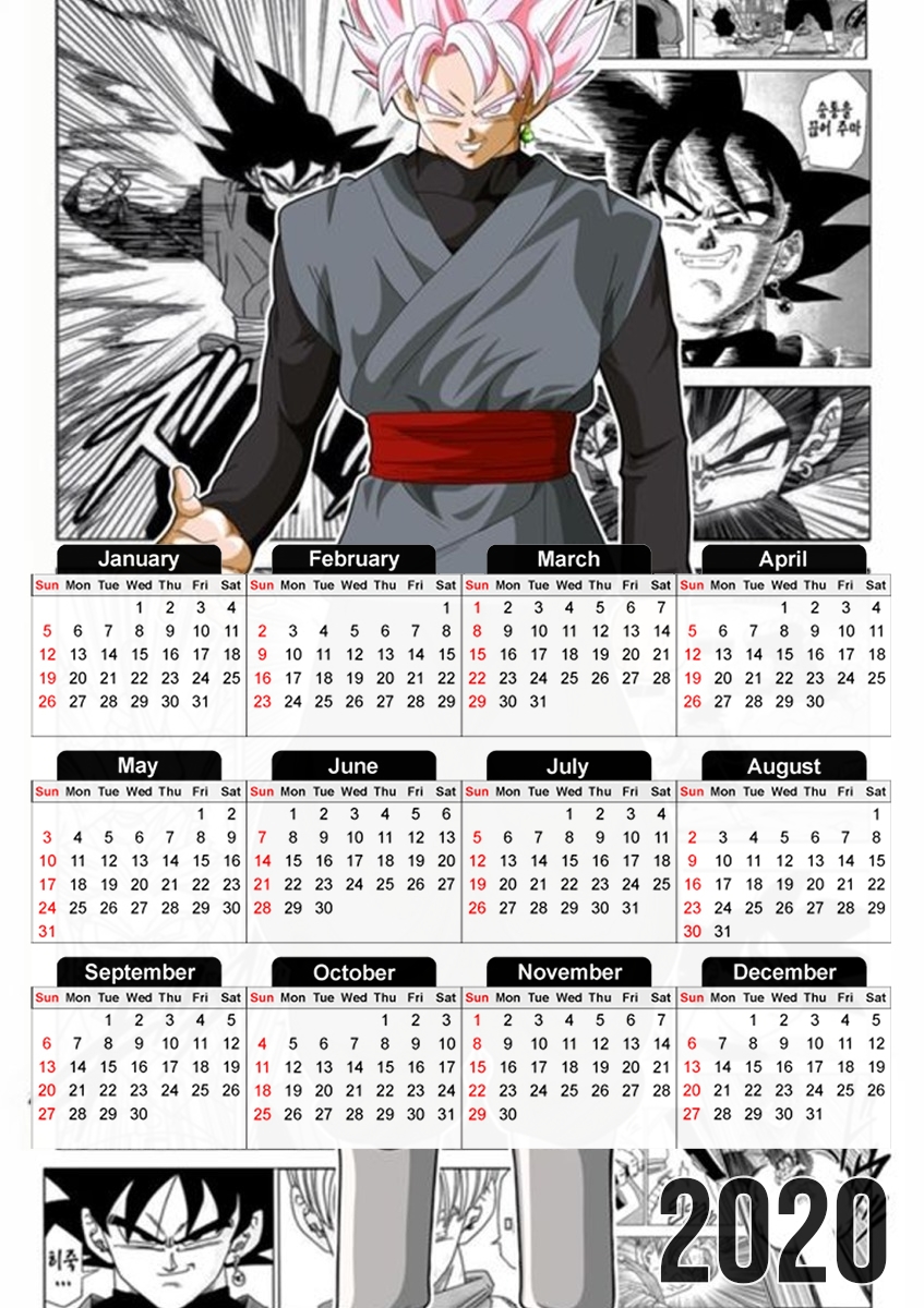  Black Goku Scan Art for A3 Photo Calendar 30x43cm