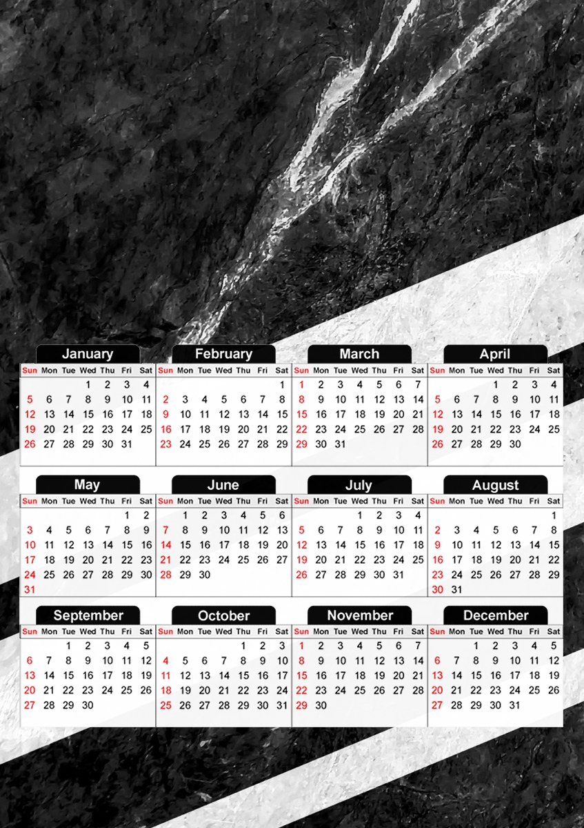  Black Striped Marble for A3 Photo Calendar 30x43cm
