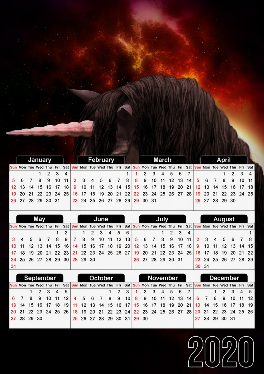  Black Unicorn for A3 Photo Calendar 30x43cm