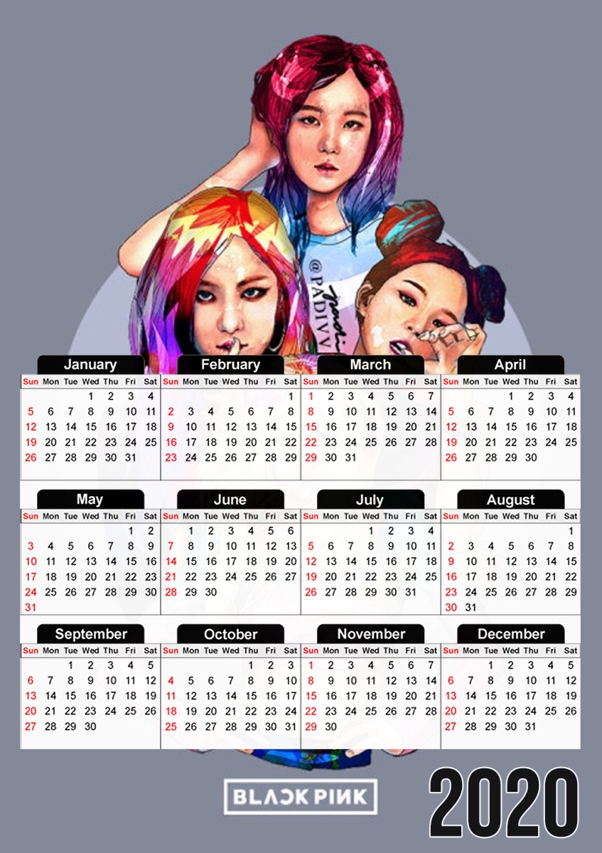  Blackpink FanART for A3 Photo Calendar 30x43cm