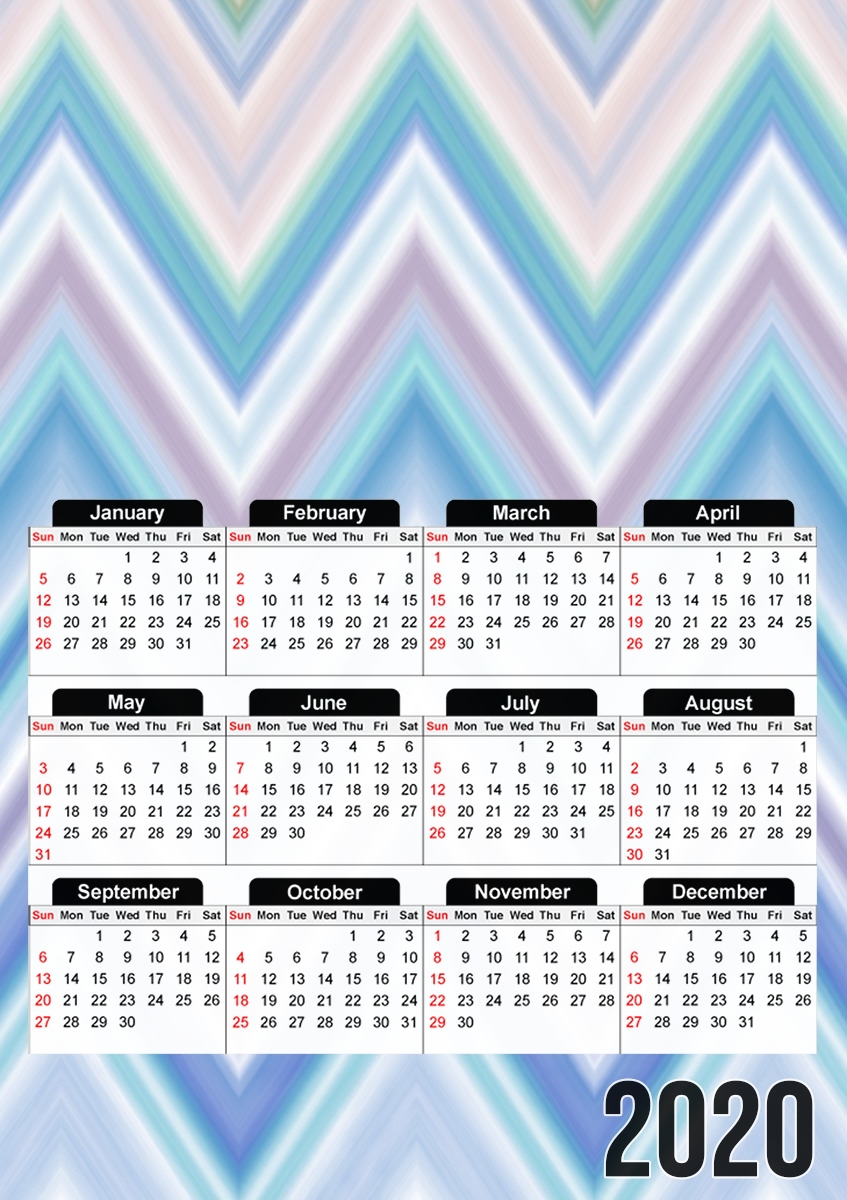  BLUE COLORFUL CHEVRON  for A3 Photo Calendar 30x43cm