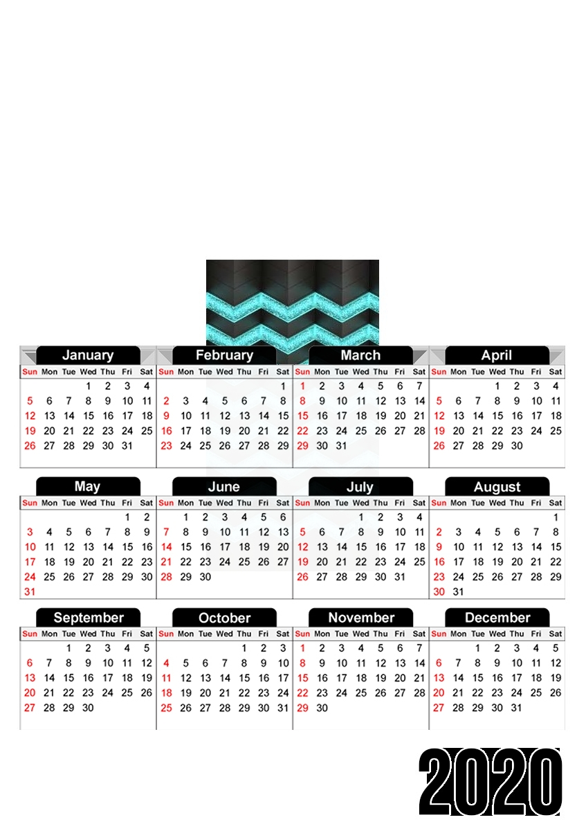  Blue Glitter Chevron for A3 Photo Calendar 30x43cm