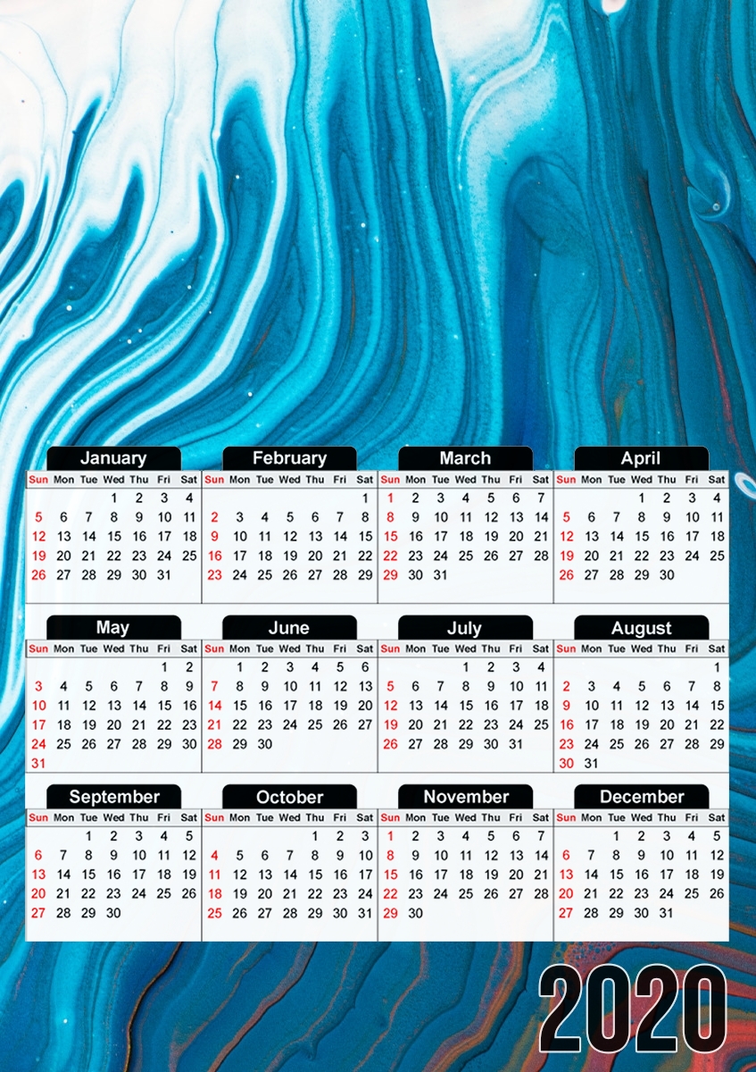  Blue Lava Pouring for A3 Photo Calendar 30x43cm