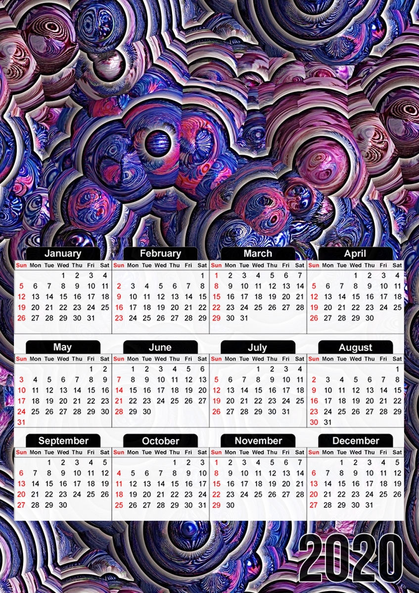  Blue pink bubble cells pattern for A3 Photo Calendar 30x43cm