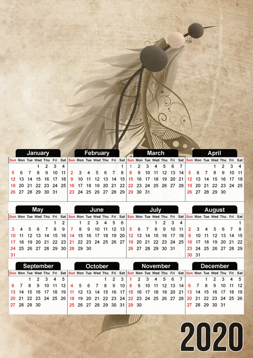  Boho Feather for A3 Photo Calendar 30x43cm