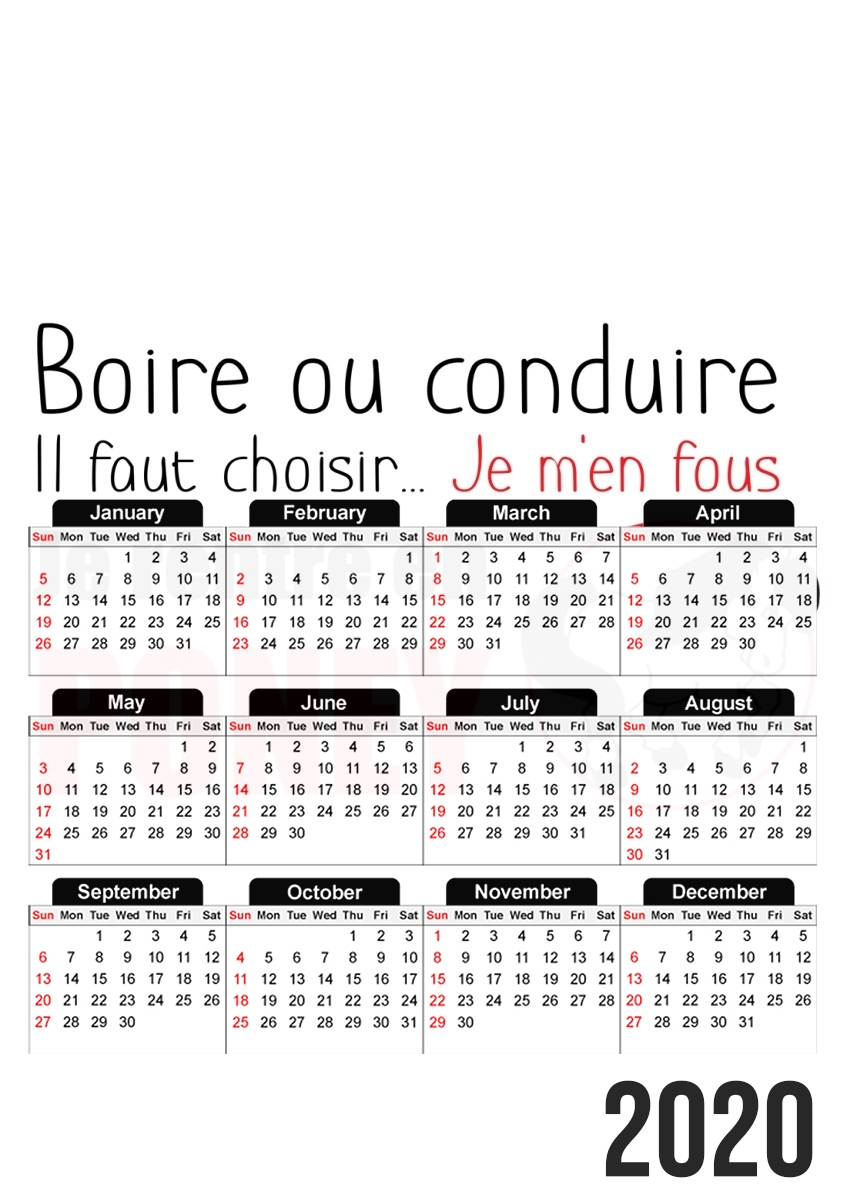  Boire ou conduire Je men fous je rentre en Poney for A3 Photo Calendar 30x43cm