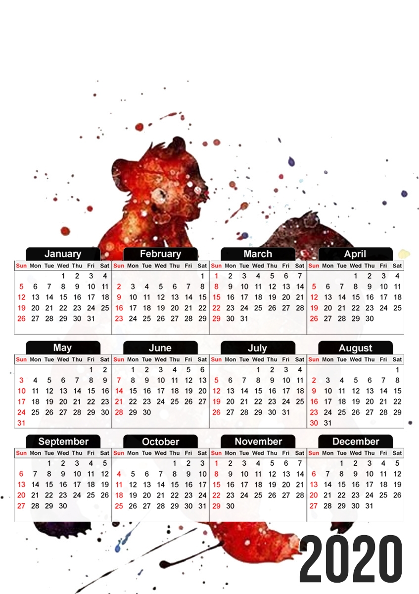  Brother Bear Watercolor for A3 Photo Calendar 30x43cm