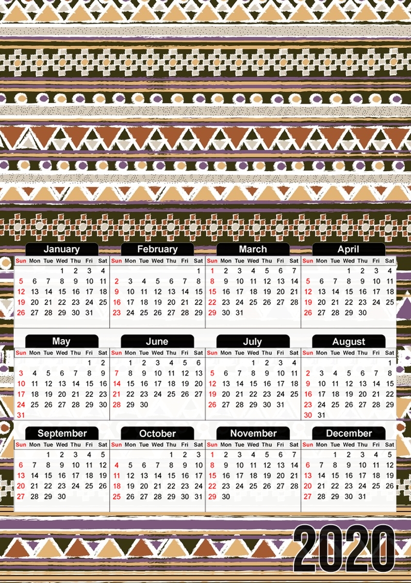  Brown aztec native bandana for A3 Photo Calendar 30x43cm