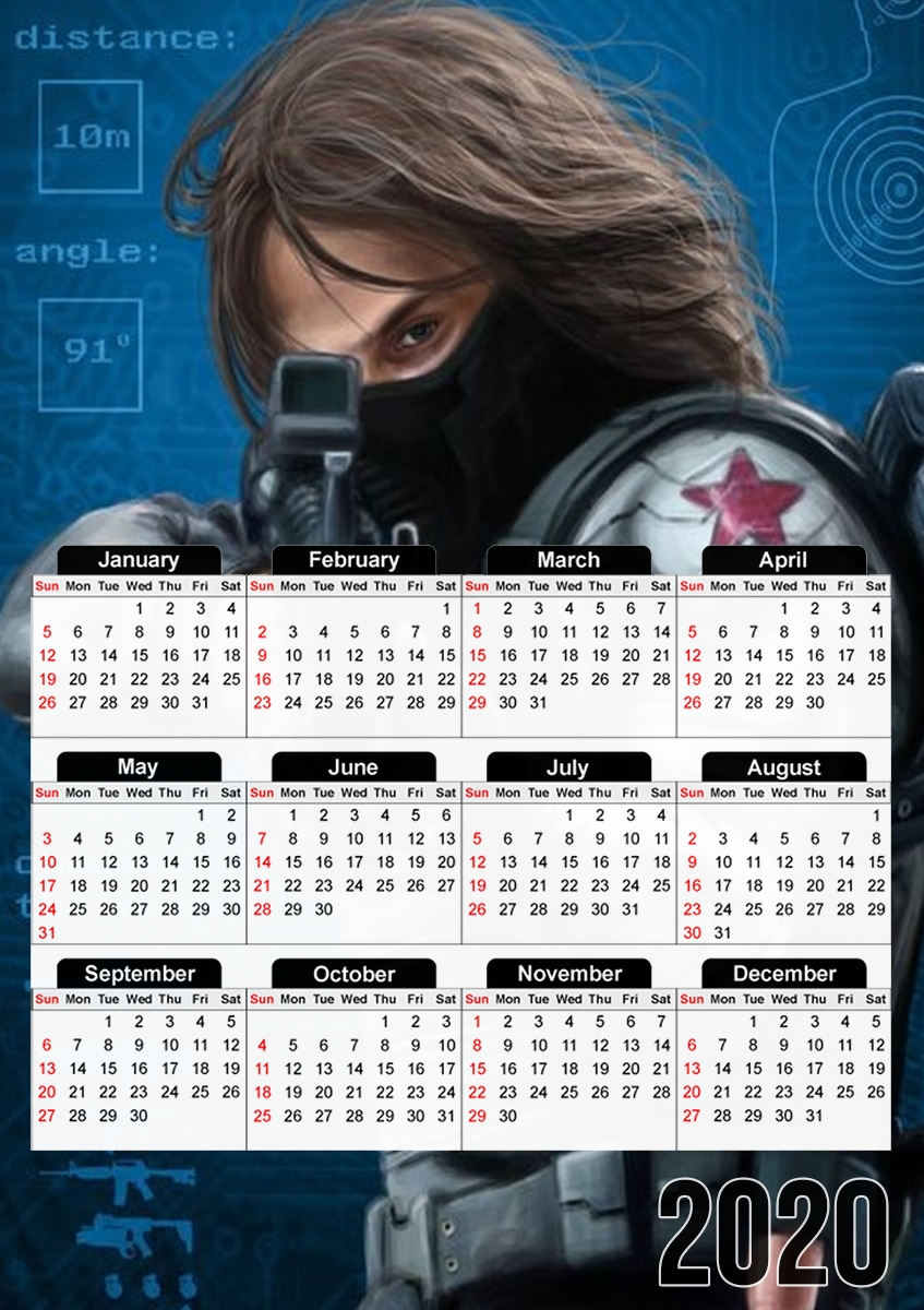  Bucky Barnes Aka Winter Soldier for A3 Photo Calendar 30x43cm