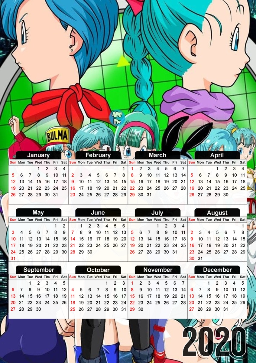  Bulma Dragon Ball super art for A3 Photo Calendar 30x43cm