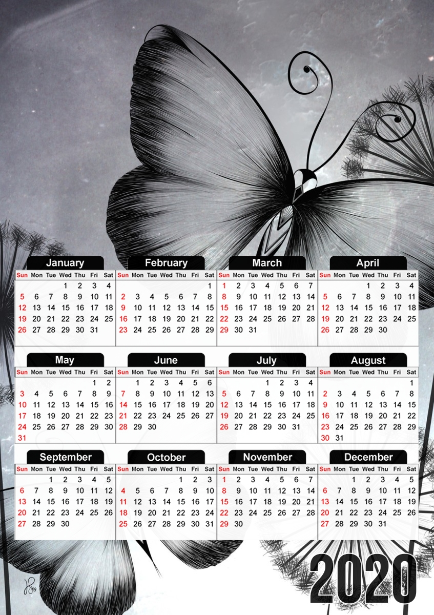  Butterflies Dandelion for A3 Photo Calendar 30x43cm