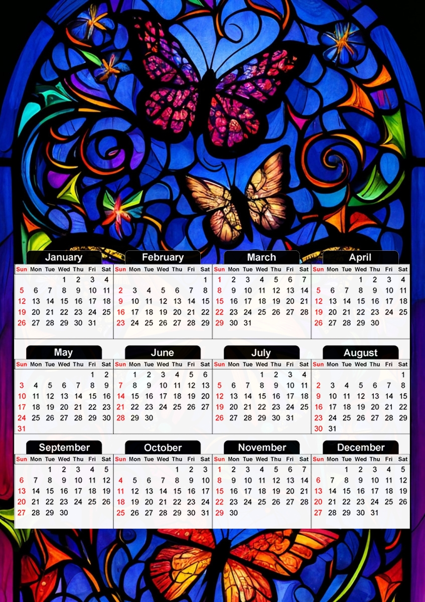  Butterfly Crystal for A3 Photo Calendar 30x43cm