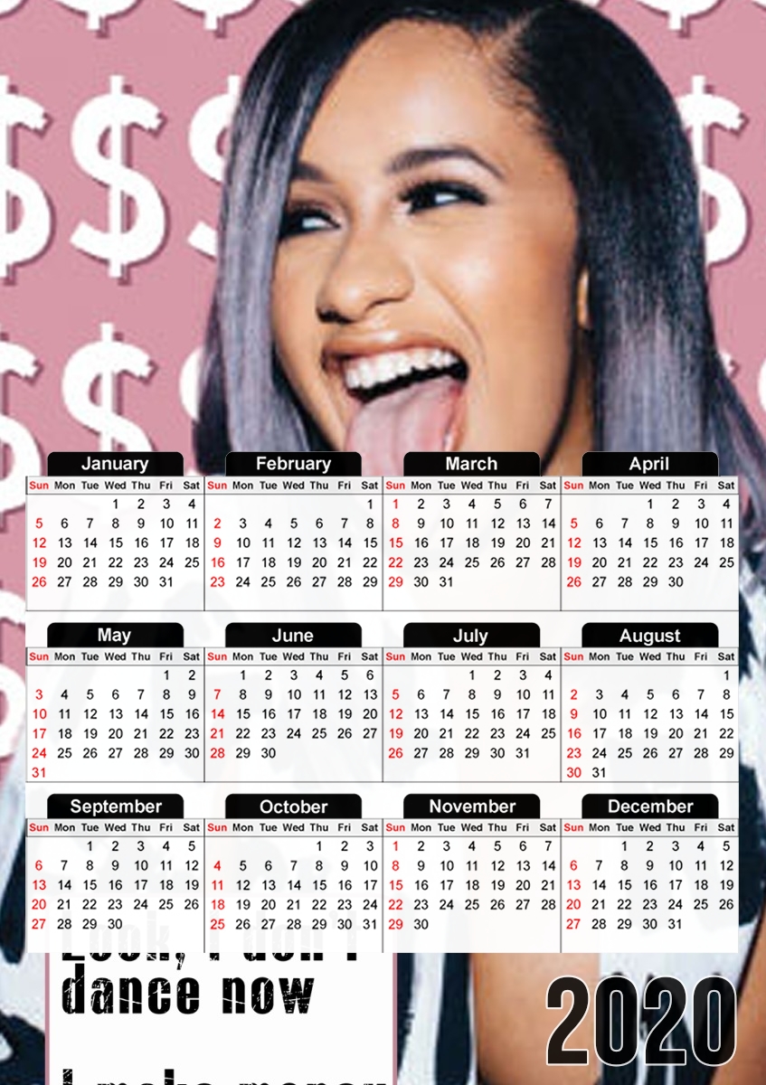  Cardie B Money Moves Music RAP for A3 Photo Calendar 30x43cm