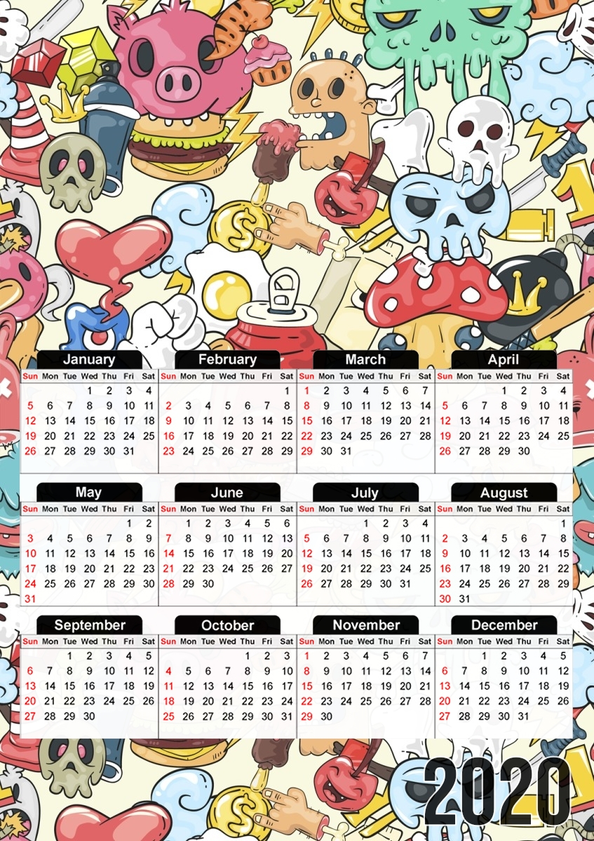  Cartoon Swag Grafiti Personnage for A3 Photo Calendar 30x43cm