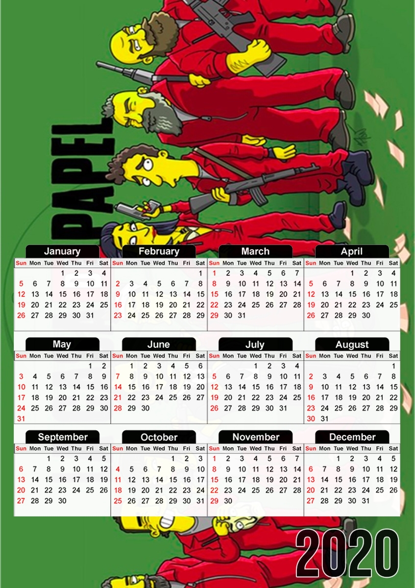  Casa de papel mashup Simpson for A3 Photo Calendar 30x43cm