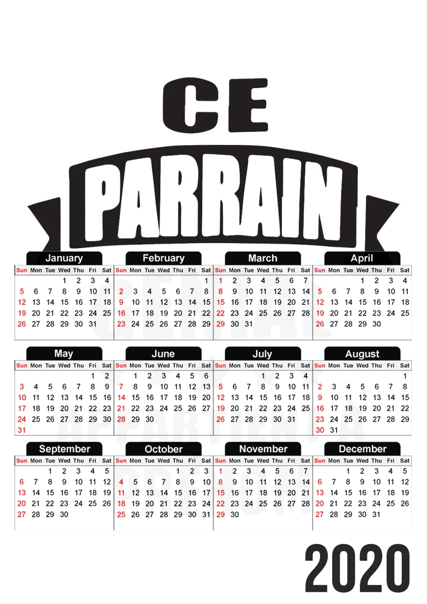  Ce parrain genial appartient a prenom for A3 Photo Calendar 30x43cm