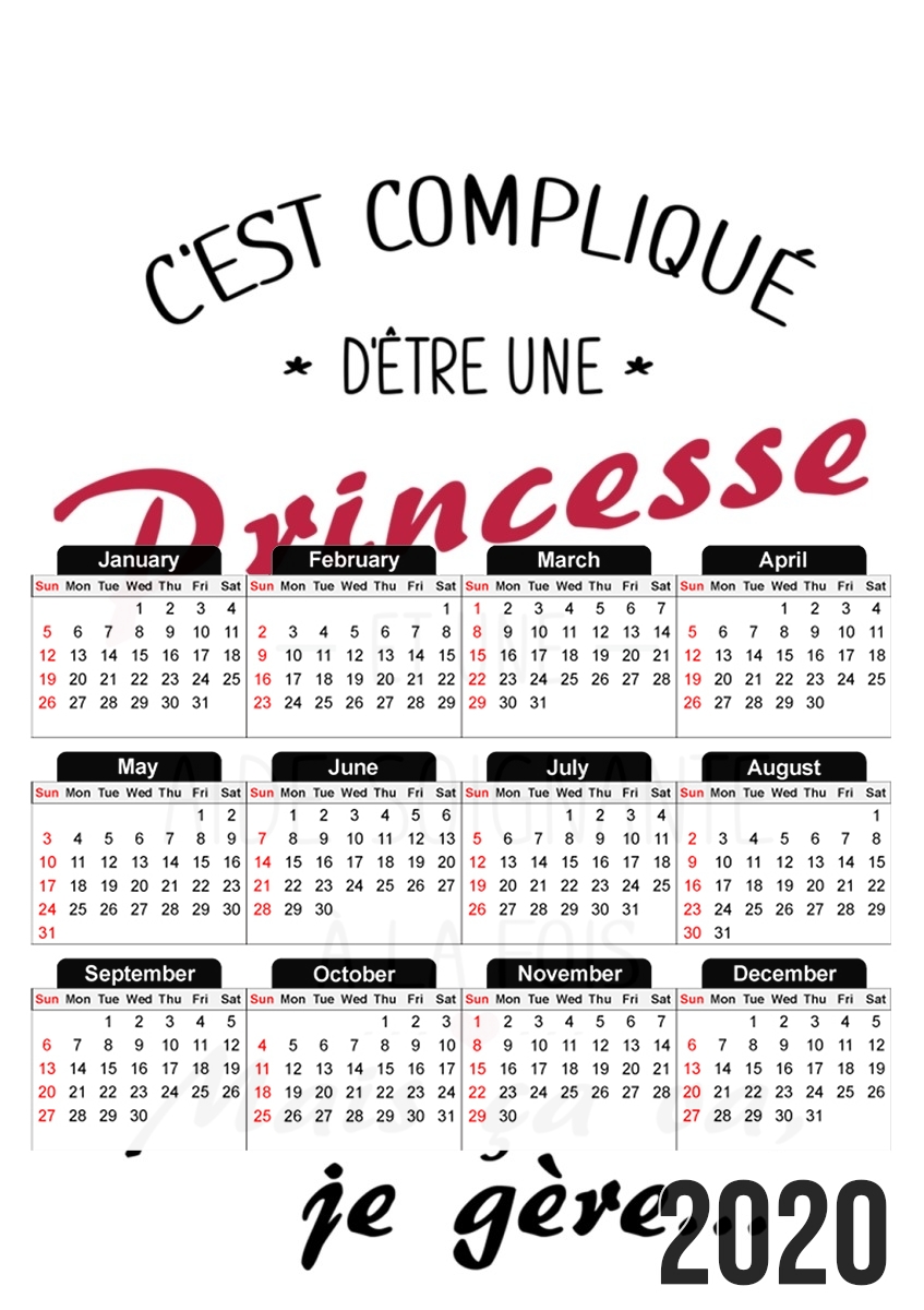  Cest complique detre une princesse et une aide soignante a la fois for A3 Photo Calendar 30x43cm