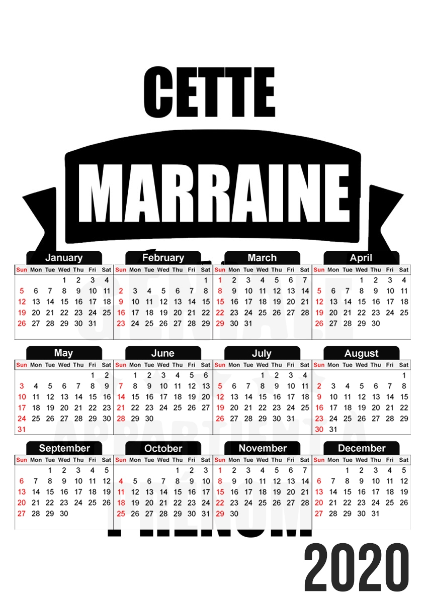  Cette marraine geniale appartient a prenom for A3 Photo Calendar 30x43cm