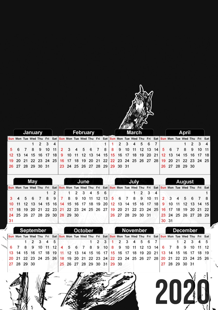  chainsaw man black and white for A3 Photo Calendar 30x43cm