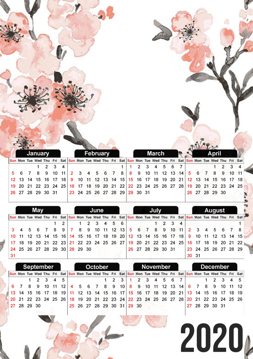  Cherry Blossom Aquarel Flower for A3 Photo Calendar 30x43cm