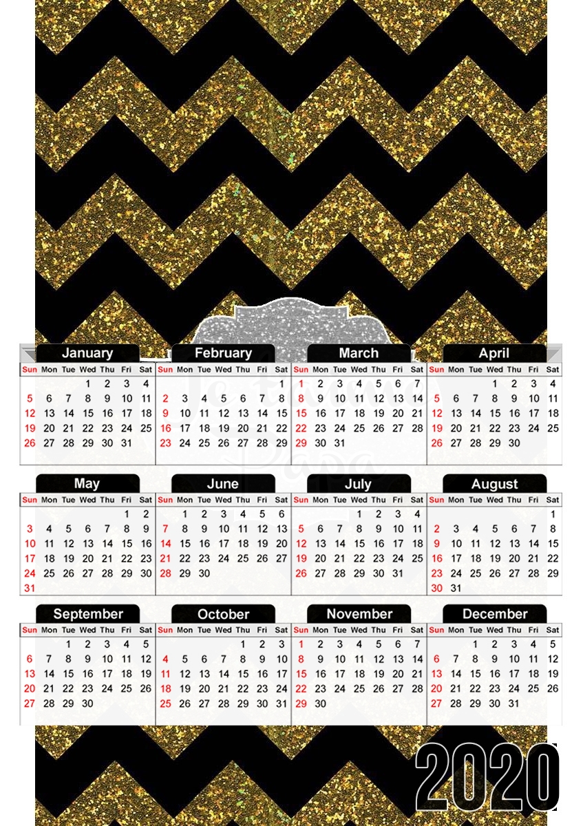  chevron gold and black - Je t'aime Papa for A3 Photo Calendar 30x43cm