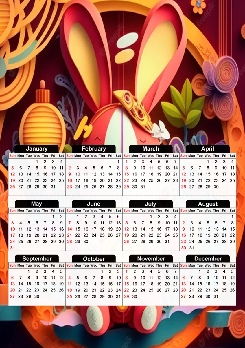  Chinese New Year 2023 for A3 Photo Calendar 30x43cm