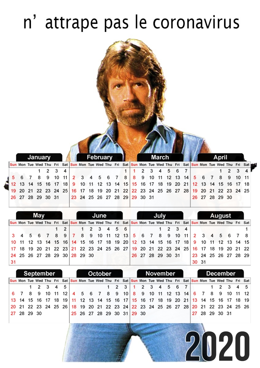  Chuck Norris Against Covid for A3 Photo Calendar 30x43cm