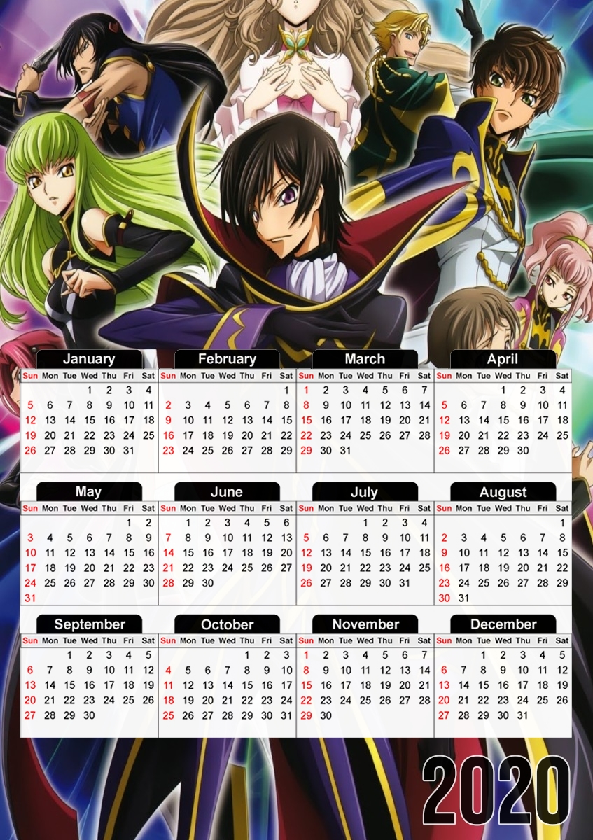  Code Geass for A3 Photo Calendar 30x43cm