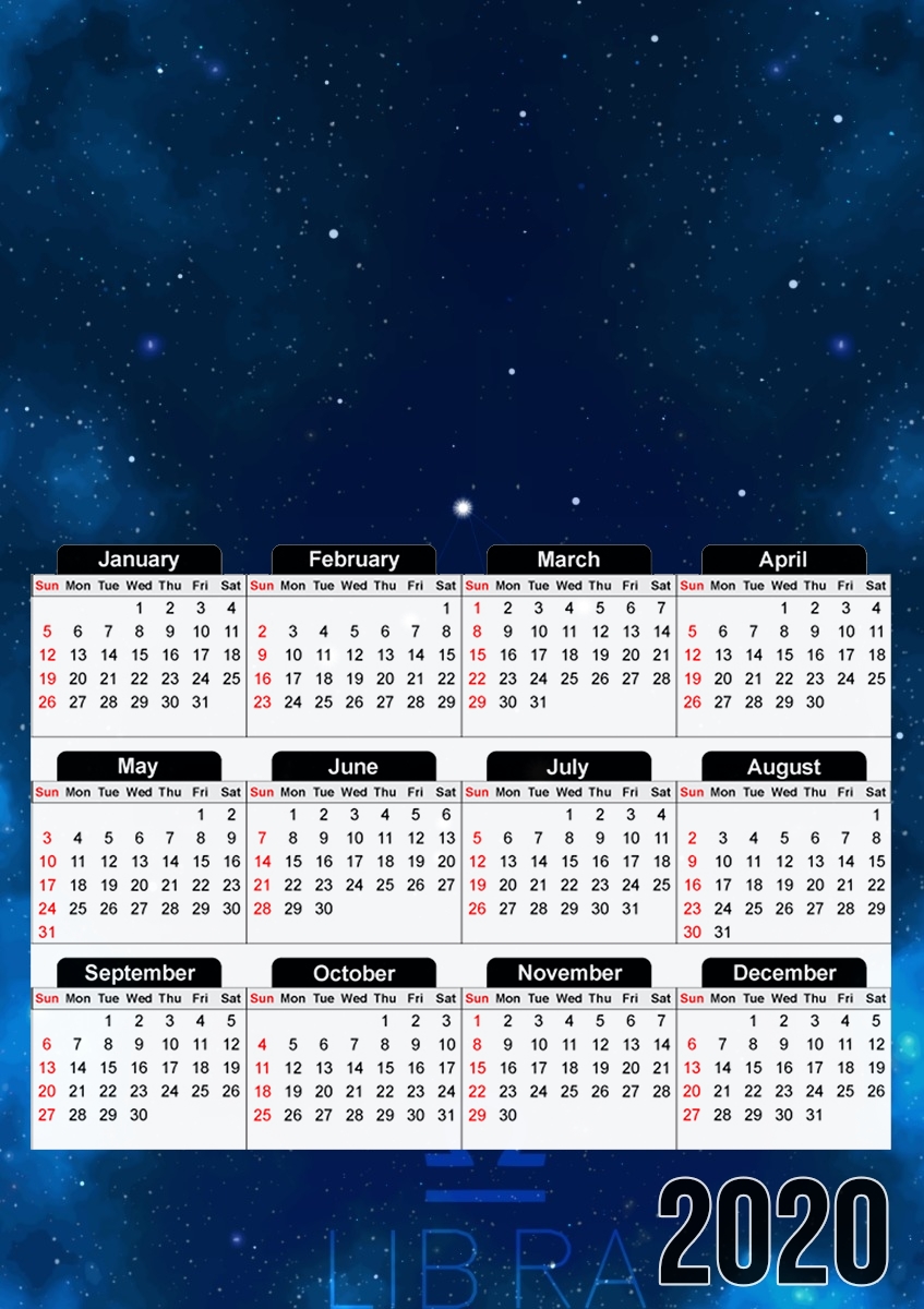  Constellations of the Zodiac: Libra for A3 Photo Calendar 30x43cm