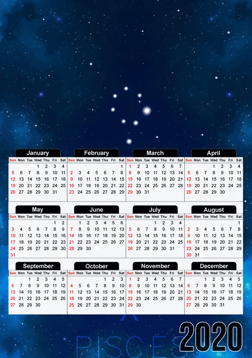  Constellations of the Zodiac: Pisces for A3 Photo Calendar 30x43cm