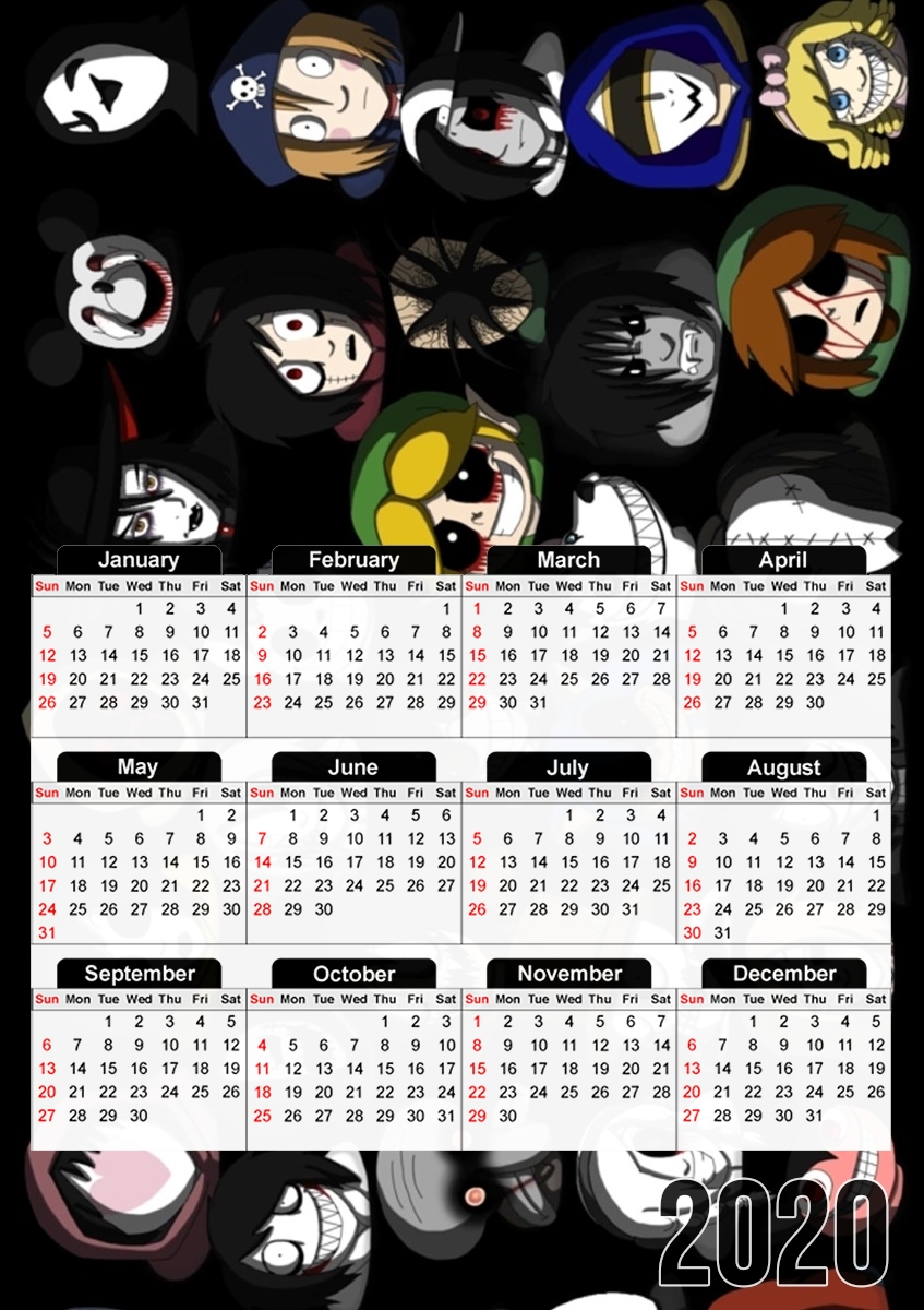  Creepypasta for A3 Photo Calendar 30x43cm