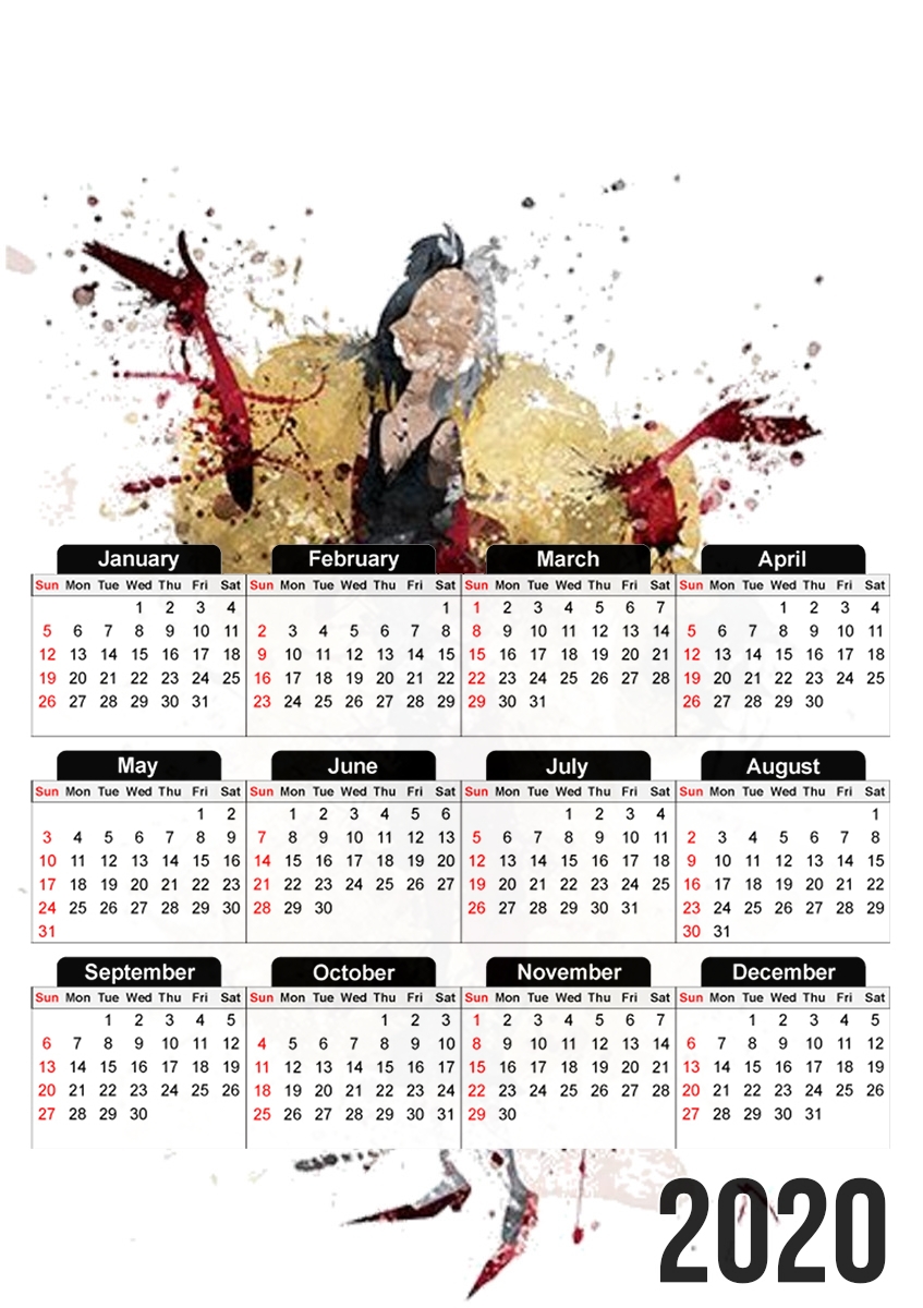  Cruella watercolor dream for A3 Photo Calendar 30x43cm