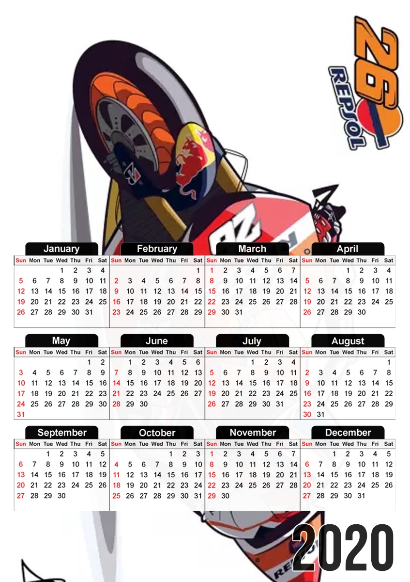  Dani Pedrosa Moto GP Cartoon Art for A3 Photo Calendar 30x43cm