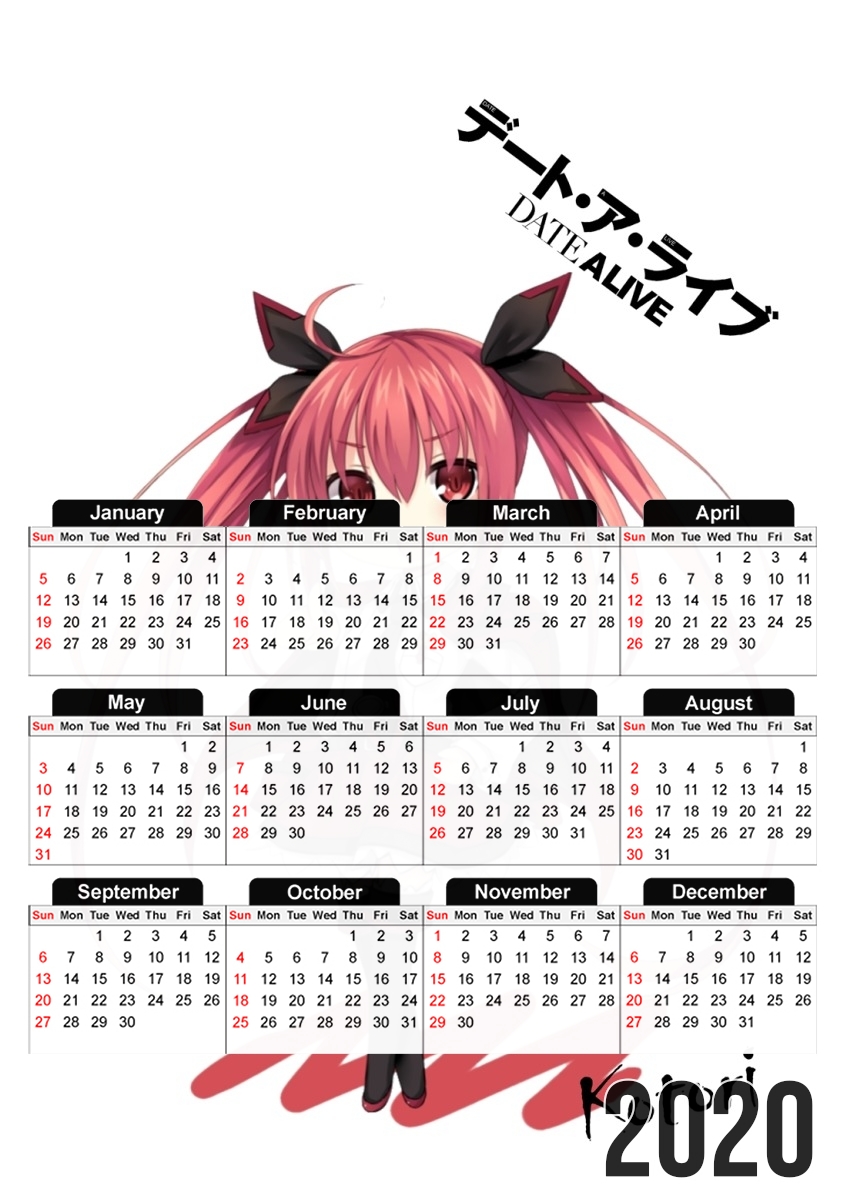  Date A Live Kotori Anime  for A3 Photo Calendar 30x43cm