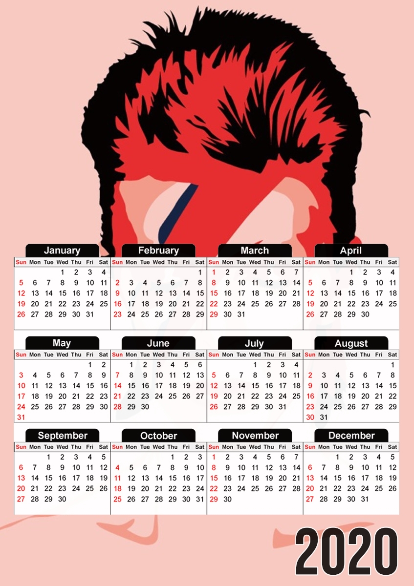  David Bowie Minimalist Art for A3 Photo Calendar 30x43cm