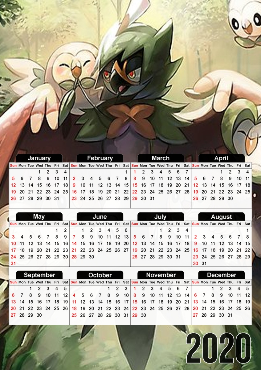  Decidueye Familia Rowlet Dartrix for A3 Photo Calendar 30x43cm