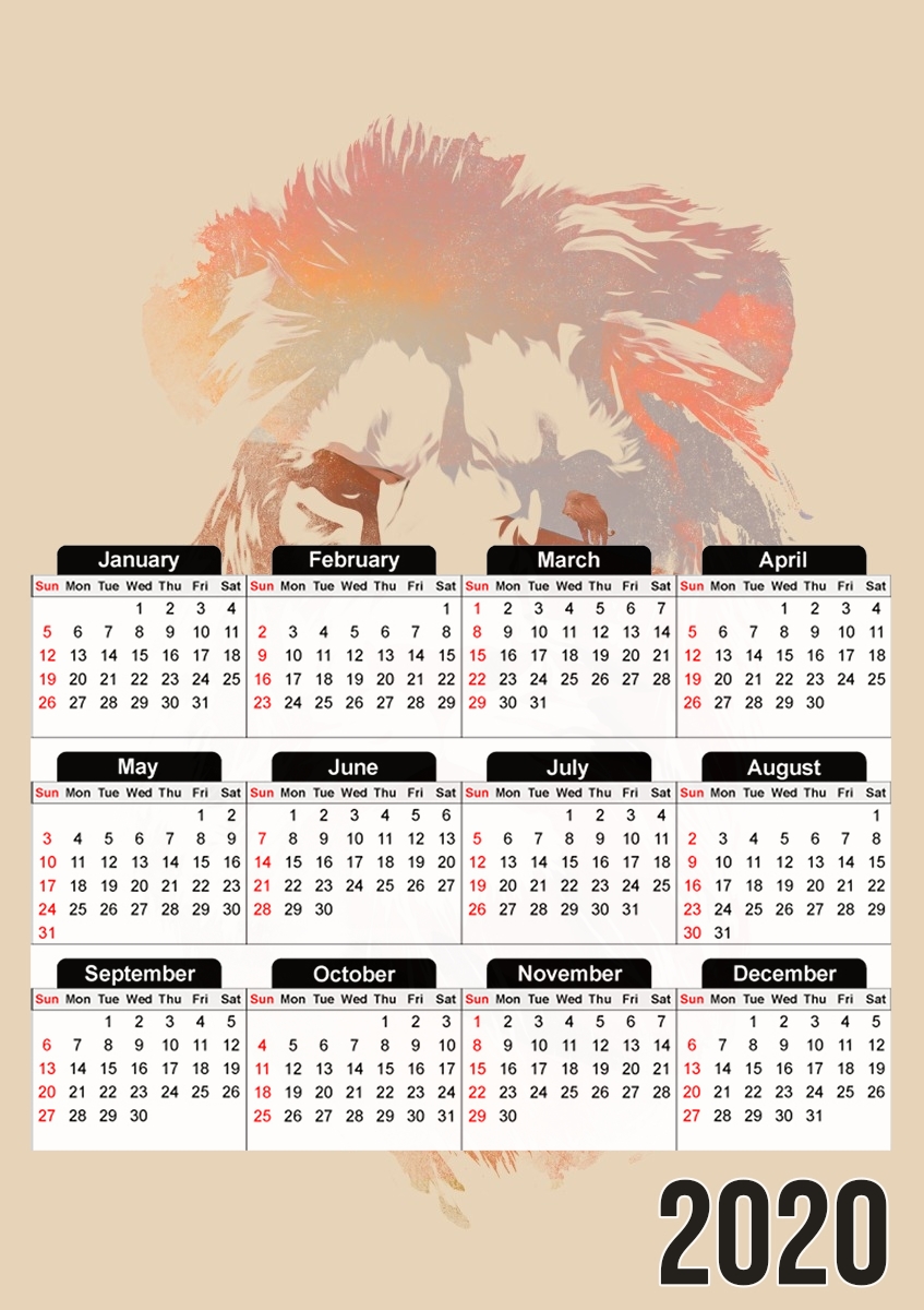  Desert Lion for A3 Photo Calendar 30x43cm