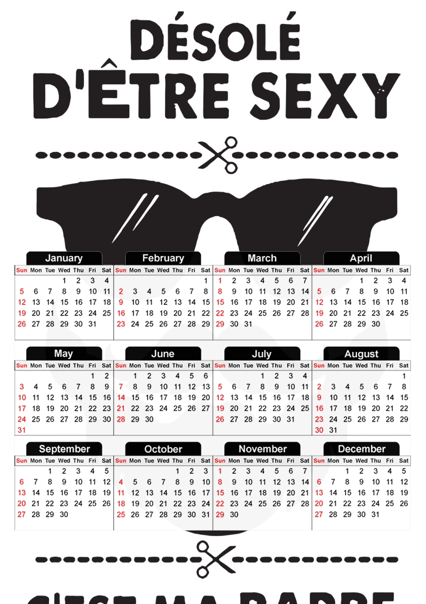  Desole detre sexy cest ma barbe for A3 Photo Calendar 30x43cm