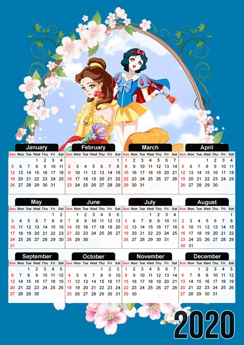  Disney Princess Feat Sailor Moon for A3 Photo Calendar 30x43cm