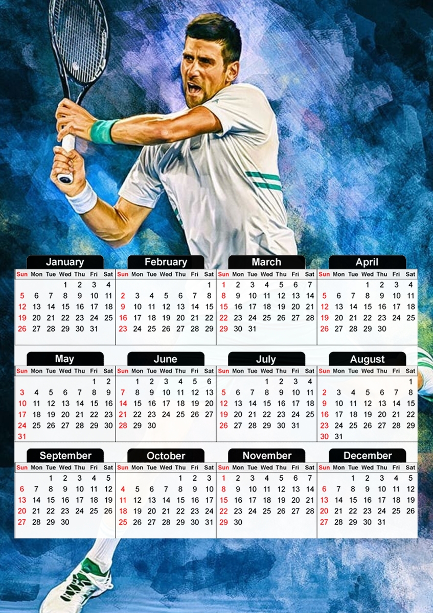  Djokovic Painting art for A3 Photo Calendar 30x43cm