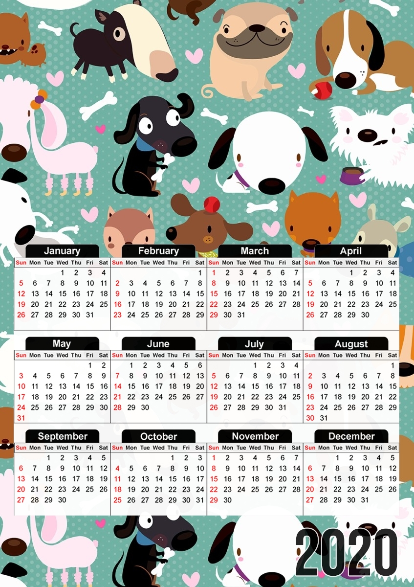  Dogs for A3 Photo Calendar 30x43cm