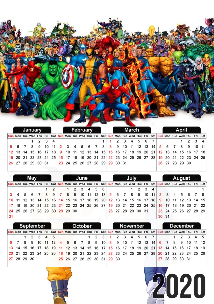  DragonBall x Marvel Combat for A3 Photo Calendar 30x43cm