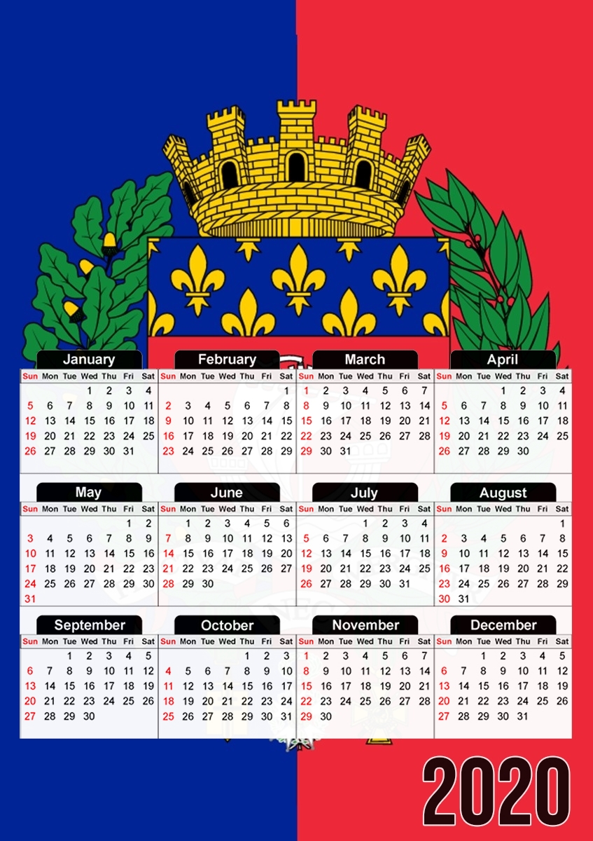  Drapeau Paris for A3 Photo Calendar 30x43cm