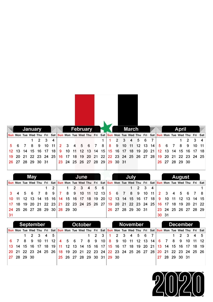  Flag of Syria for A3 Photo Calendar 30x43cm