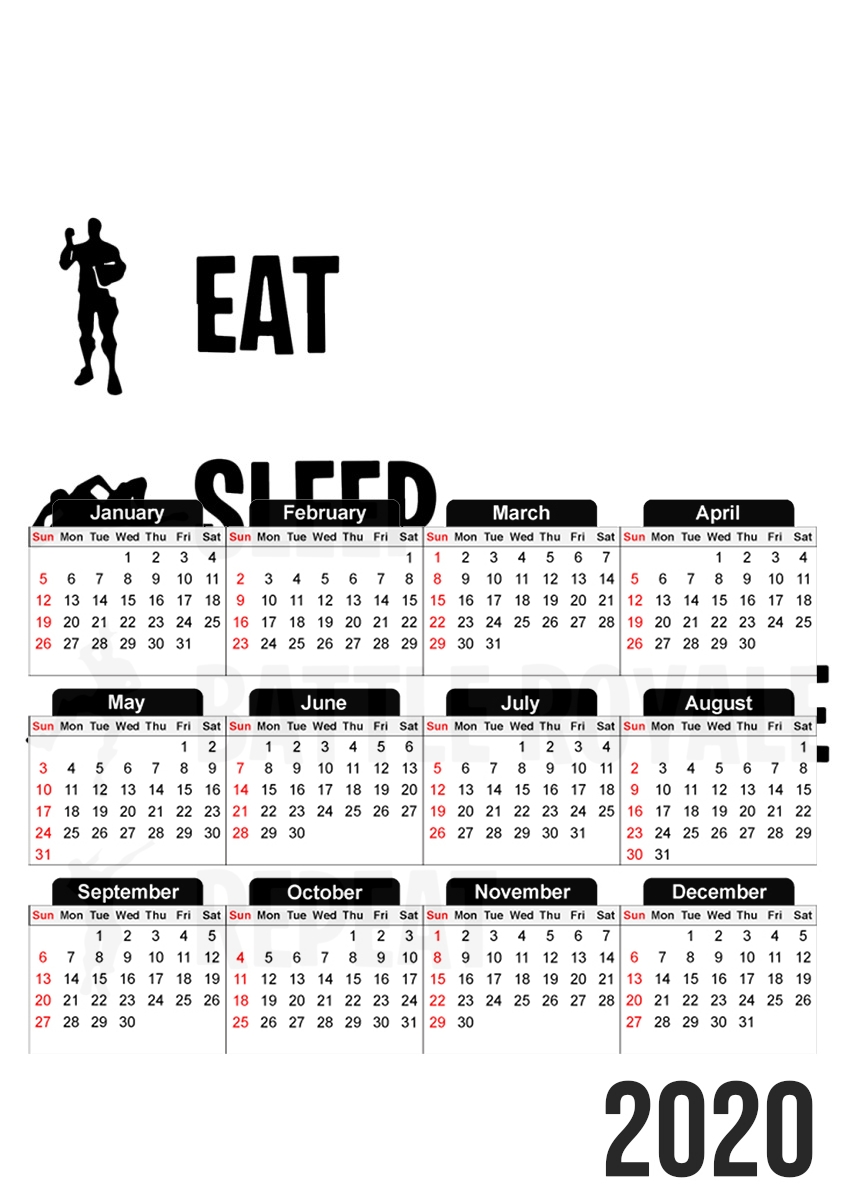  Eat Sleep Battle Royale Repeat for A3 Photo Calendar 30x43cm