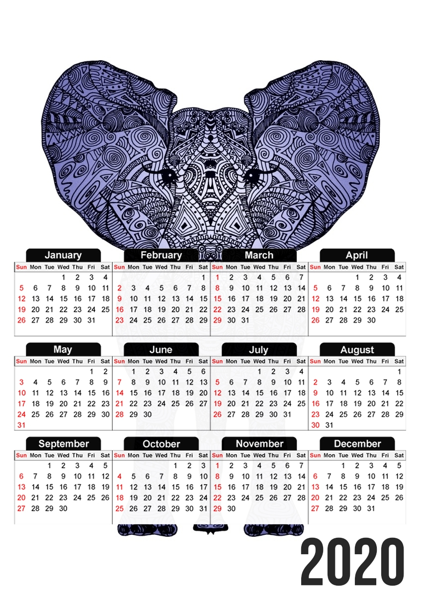  Elephant Blue for A3 Photo Calendar 30x43cm