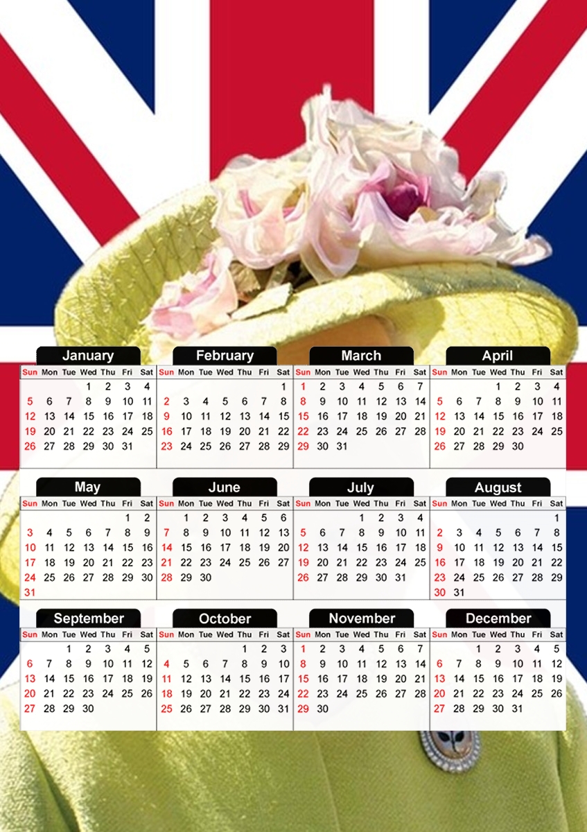  Elizabeth 2 Uk Queen for A3 Photo Calendar 30x43cm